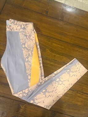 Adidas x Stella McCartney Orange & Gray Snake Print Leggings with Accent